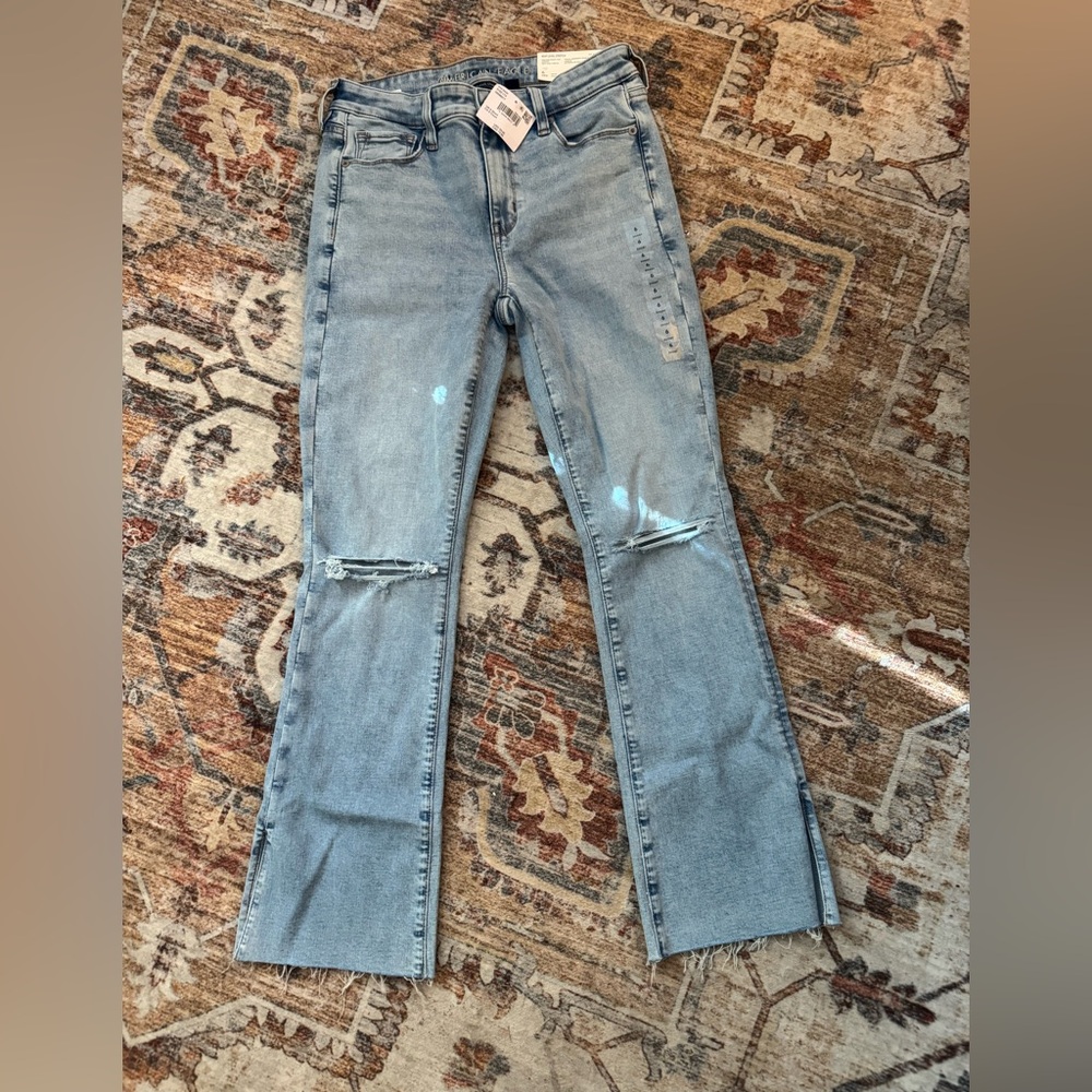 American Eagle Outfitters Light Blue Distressed Skinny Kick Jeans